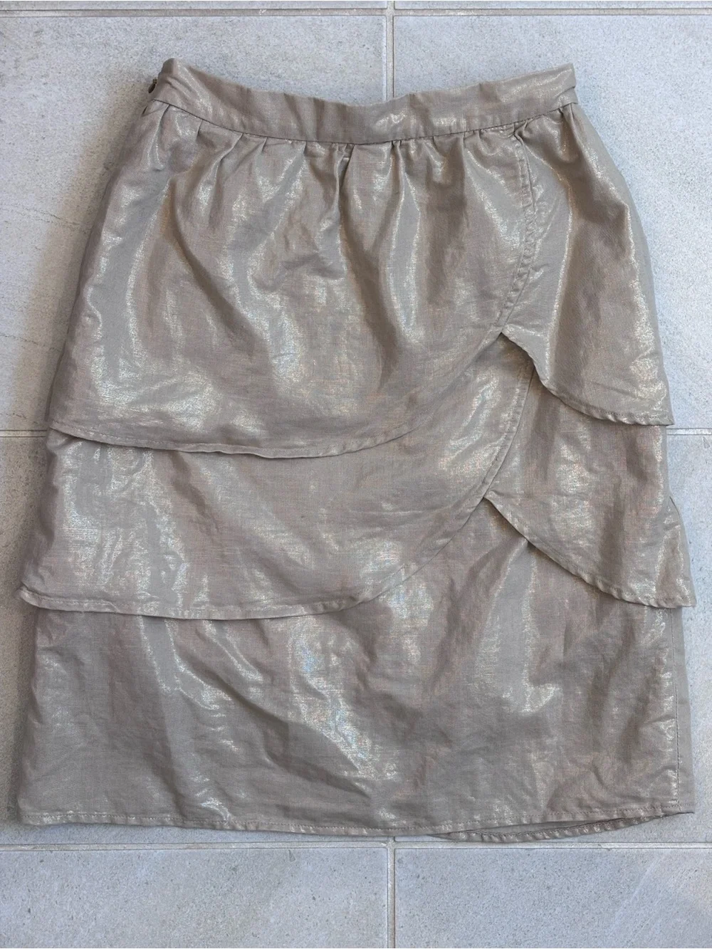 Edmé & Esyllte Tiered Metallic Linen Blend Petal Skirt